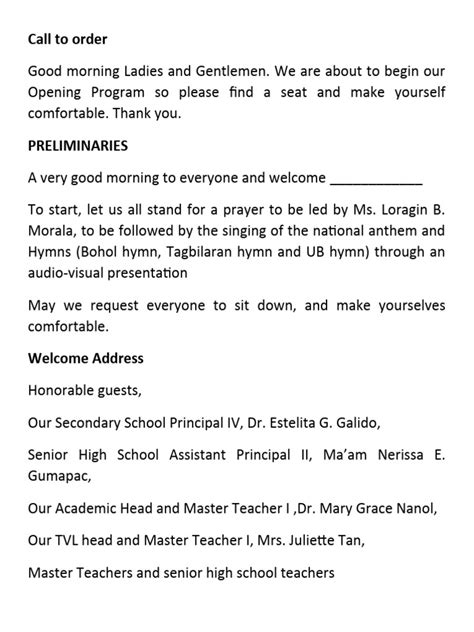 Image result for Script Emcee Program