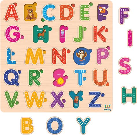 Webby Wooden Capital Alphabets Montessori Educational Pre-School Puzzle ...