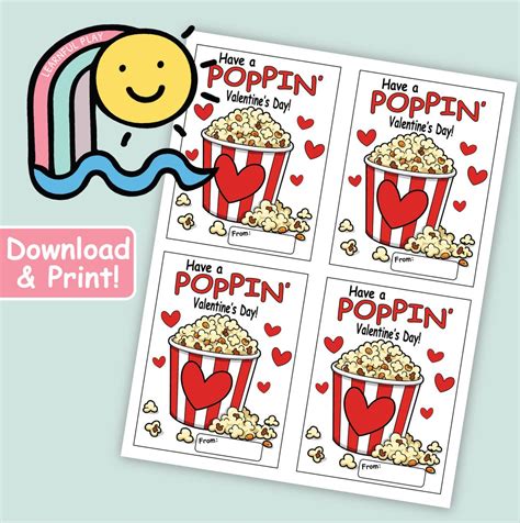 Valentine's Day Cards - Have a Poppin' Valentine's Day - Printable Cards - Instant Download ...