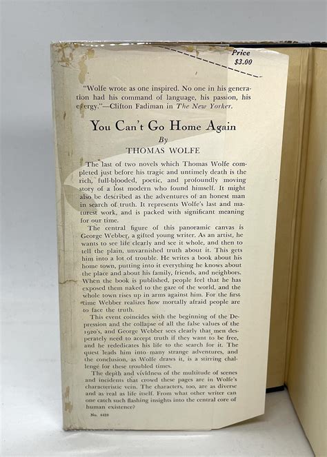 You Can't Go Home Again (First Edition) by Thomas Wolfe: Fine Hardcover ...