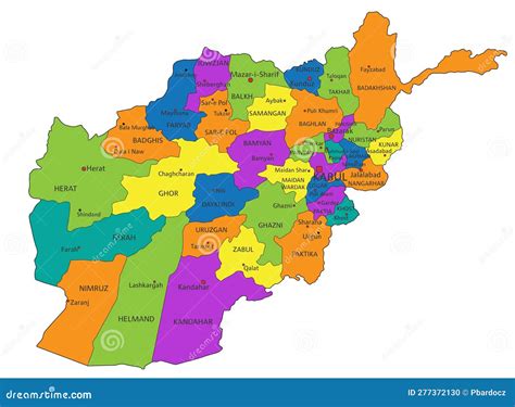 Afghanistan Political Map Of Administrative Divisions Royalty-Free Stock Image | CartoonDealer ...