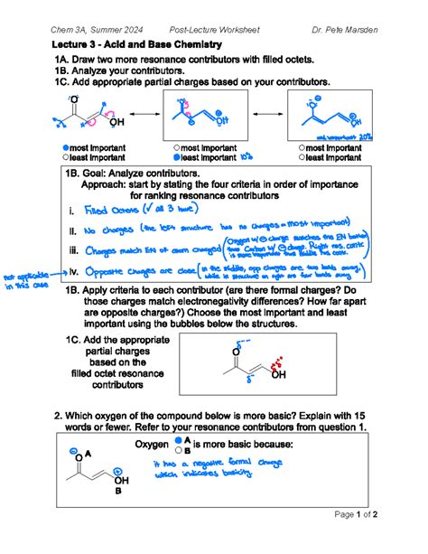 PLWS 3 - Chem 3A Summer 2024 Post-Lecture Worksheet - Studocu