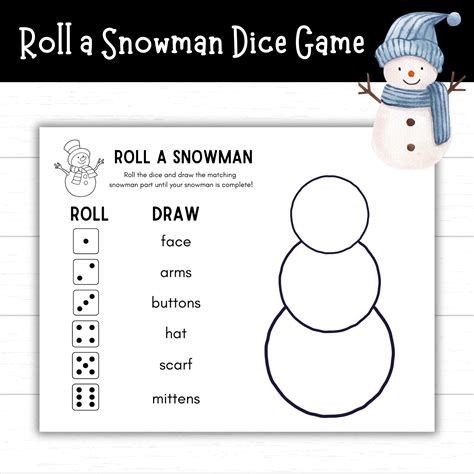 Printable Roll a Snowman Dice Game (Easy Winter Activity for Kids ...