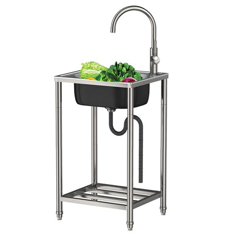 Freestanding Stainless Steel Outdoor Garden Sink Single Bowl ...