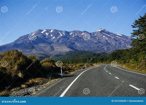 Famous Mountain of New Zealand and Curve Road on Right Frame Stock Image - Image of alpine ...