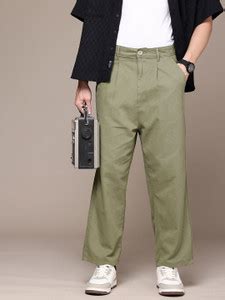 Roadster Loose Fit Men Green Trousers - Buy Roadster Loose Fit Men ...