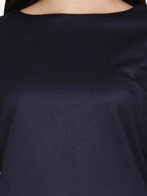 Buy Navy Blue Polycotton Workwear Sheath Dress | Power Sutra