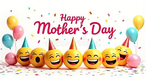 Joyful Emojis Celebrate Happy Mother S Day with Colorful Balloons Stock ...