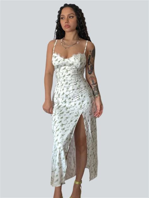 Shop Floral Thigh High Slit Dress - for Women | OUTZIDR | Gen-Z Style