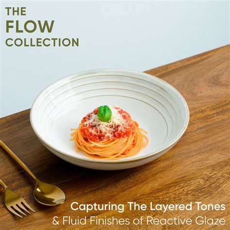 Ceramic Pasta Bowl | Flow Collection | Set of 2 | White