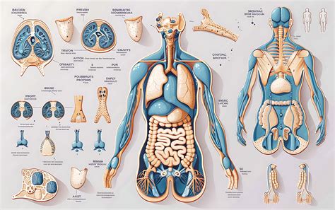 A diagram of a human body with the organs labeled with the body labeled human anatomy | Premium ...