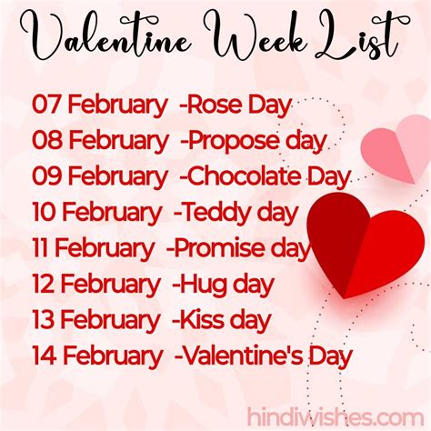 Valentine Week Days Best Full List In Feb 2025 - HindiWishes.com