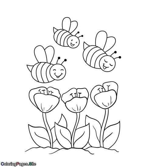 Spring Bees Coloring Page