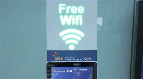 Free Wi-Fi sign at Delhi Airport kiosk