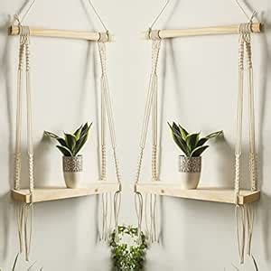 HandiCraft Home Decor Items Macrame Wall Hanging Shelf Boho Decor Wood ...
