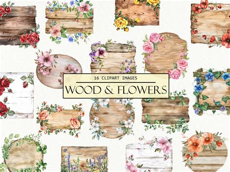Floral Wooden Plaque Labels Clipart Graphic by NiftyCraftyHouse ...