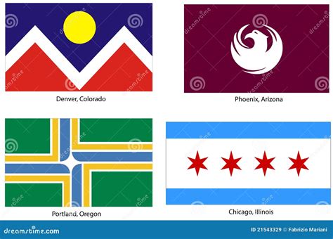 USA City Flags Set Royalty Free Stock Images - Image: 21543329