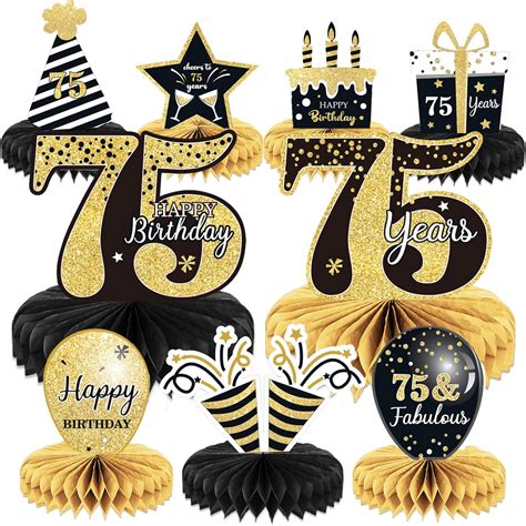 9 Pieces 75th Birthday decorations 75th birthday centerpieces for ...