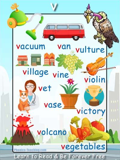v Words Phonics Poster - Free & Printable - Ideal for Phonics Practice