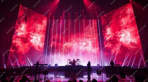 The backdrop of a concert stage with a massive LED wall showcasing ...