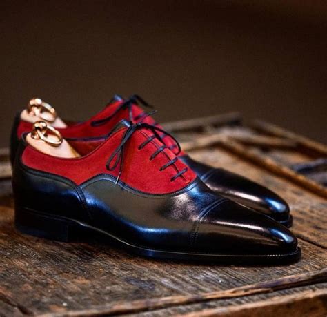 Oxford Red Suede Leather Shoes for Men Red Dress Shoes | Black leather ...
