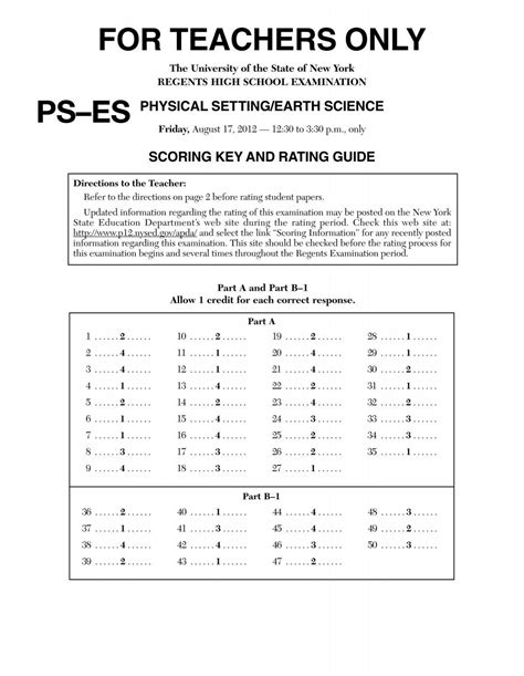 Scoring Key and Rating Guide - Regents Exams