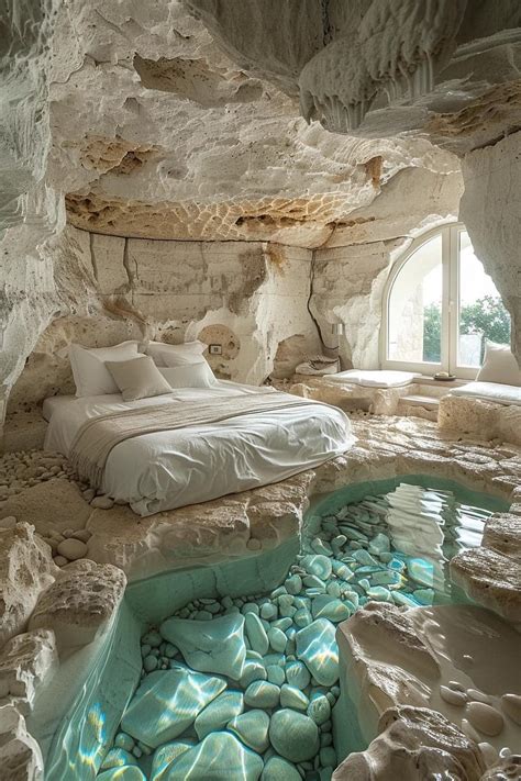 The Allure of Paradise: A Bedroom Carved into a White Rocky Cave