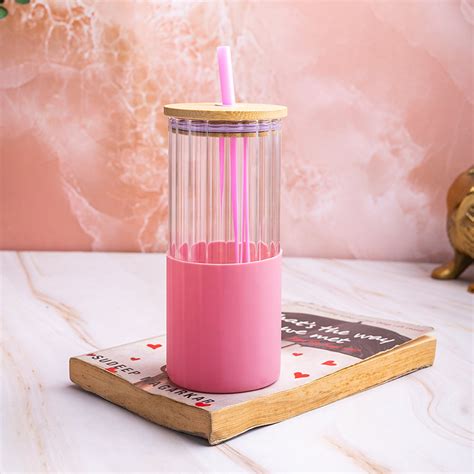 Borosilicate Glass Tumbler with Pink Slicone Sleeve - 350Ml - Market99 ...