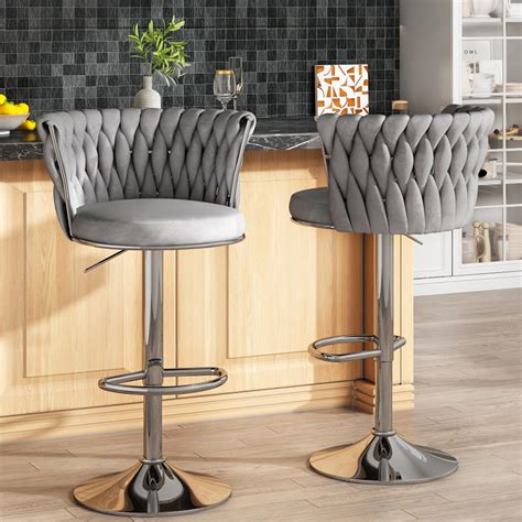 Snapklik.com : AWQM Velvet Bar Stool Set Of 2,Counter Height Barstools ...