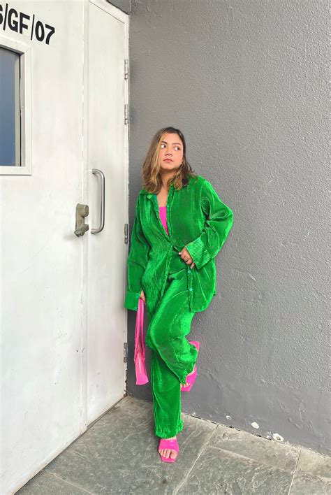 Pleated Hot Green Cord set – Labelbyanuja