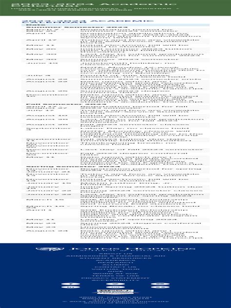 2023-2024 Academic Calendar - JHU School of Education | PDF | Academic ...