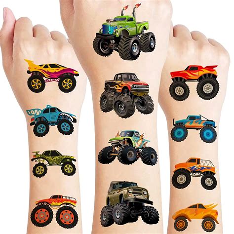 Monster Truck Temporary Tattoos Adesivos para Crianças, Meninos Feliz ...