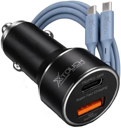 XTOUCH 125W Car Power 1C Triple Output Fast Car Charger with 2MTR Type ...