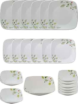 Corelle 21 Pc Square Round Dinner Set - Green Breeze - Price History