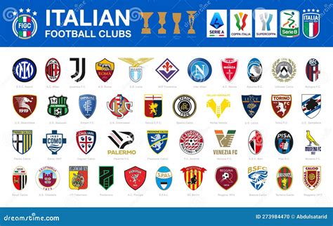 Set of Italian Football Club Logos Editorial Image - Illustration of design, names: 273984470