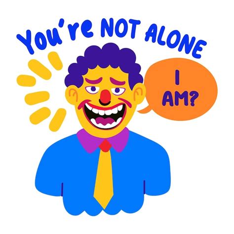 A flat sticker of laughing man with not alone sarcastic text | Premium ...