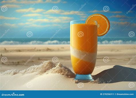 Cold Orange Juice on the Beach Stock Illustration - Illustration of ...