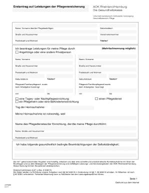 Fillable Online rh aok Erstantrag auf Leistungen der Pflegeversicherung ...