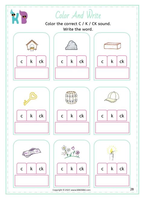 Learn to Spell c, k, ck Words - KikkiBikki - Kindergarten Worksheets