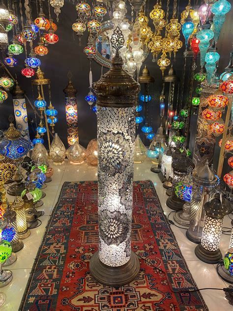 Bohemian cylinder standing lamp turkish mosaic moroccan floor lamp ...