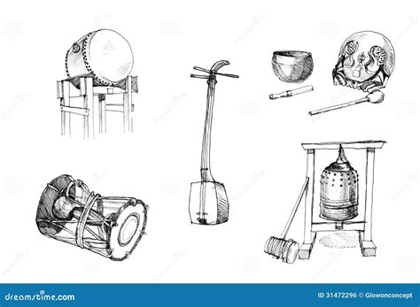 Japanese Traditional Instruments Drawing Drums, Gu Stock Photo - Image ...