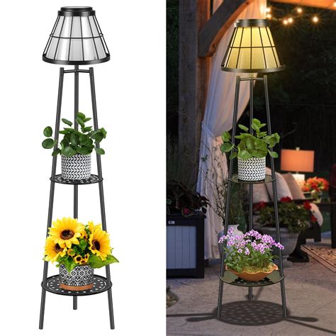 Amazon.com: 2 Pack Solar Lights Outdoor with Plant Stands, Solar Floor ...