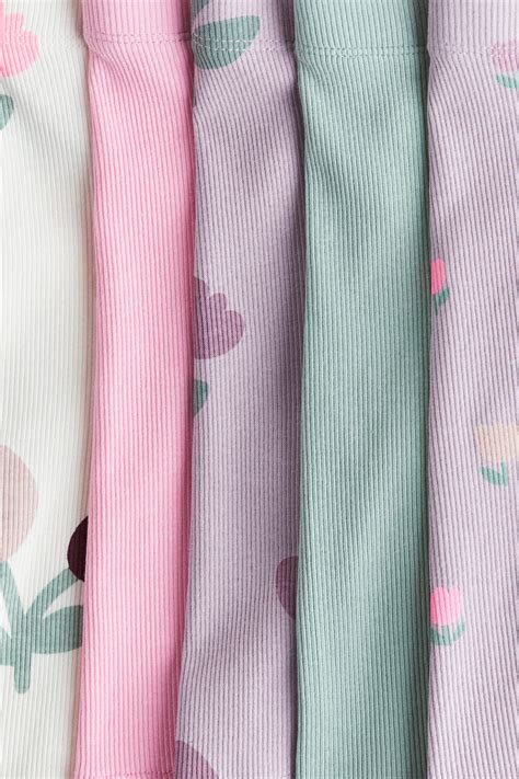 5-pack ribbed cycling shorts - Purple/Green/Floral - Kids | H&M IN