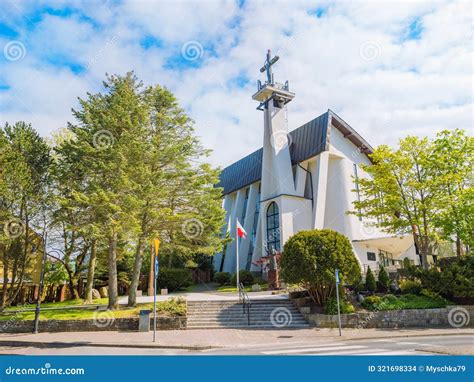 Catholic Church in a Tourist Small Town Rewal, Poland on the Baltic Sea ...