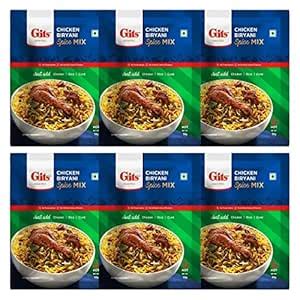 Gits Ready to Cook Spice Mix Chicken Biryani 300g,(Pack of 6 X 50g Each ...