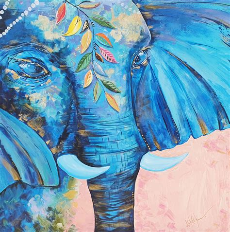 "Blauer Elefant" Glücksbringer, Painting by Natalia Bauer | Artmajeur