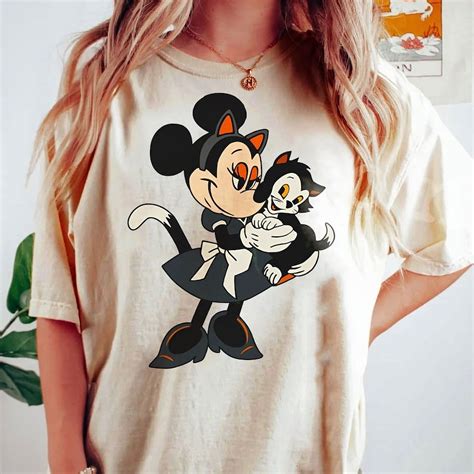Disney Minnie Mouse And Figaro Cat Gothic Shirt, Disney Halloween T ...