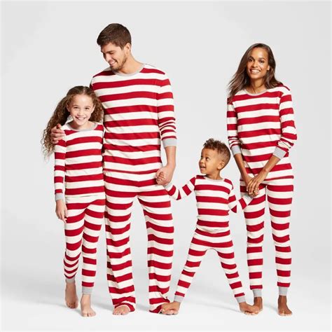 Family Matching Christmas Pajamas Set Xmas Red Striped Long Sleeve ...
