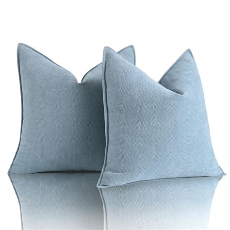 Anna's Whimsy Light Blue Pillow Covers 18x18 in Accent Neutral Pillow ...