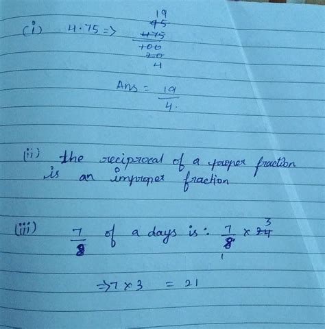 1. Express 4.75 as fraction in lowest form. 2.what will be the ...